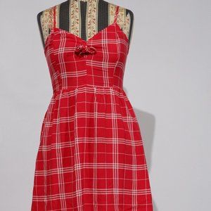 red and white plaid dress